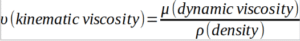 Kinematic Viscosity formula